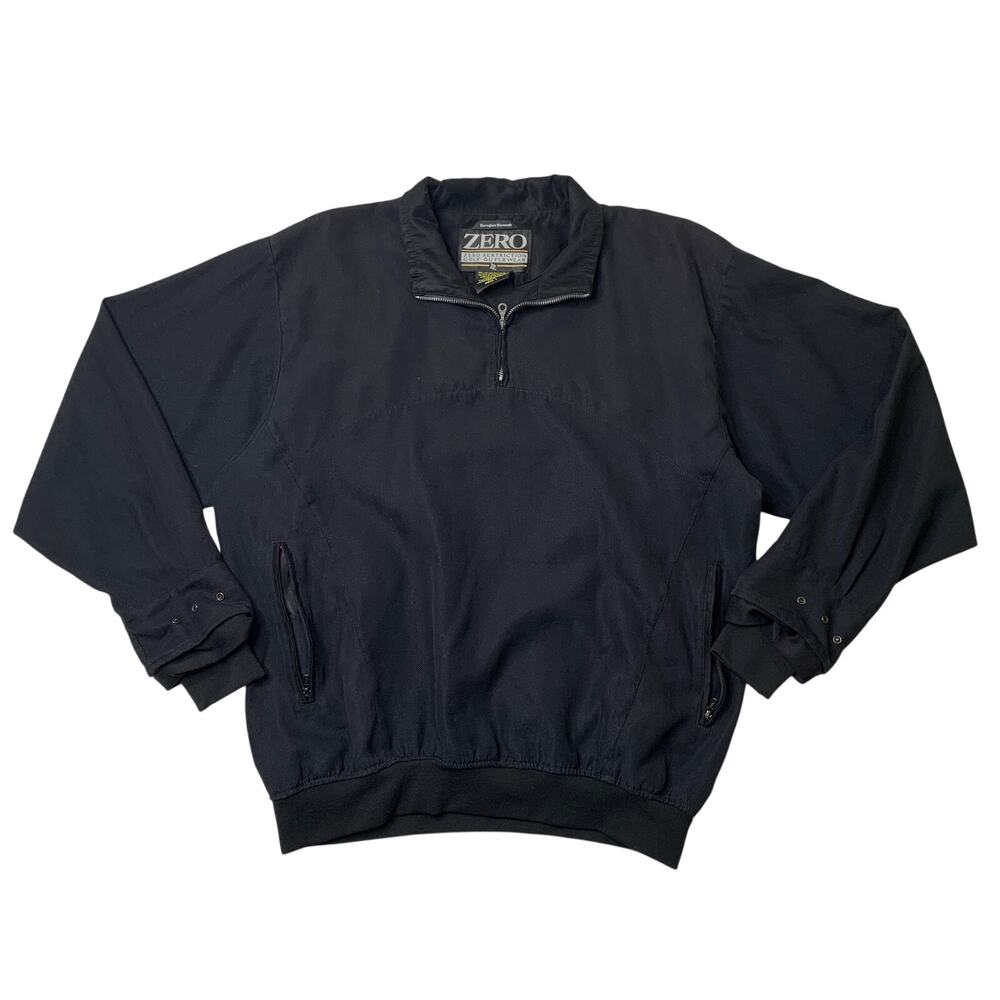 Zero Restriction Jacket Mens Large Black Herringbone Microsuede Golf Windbreaker